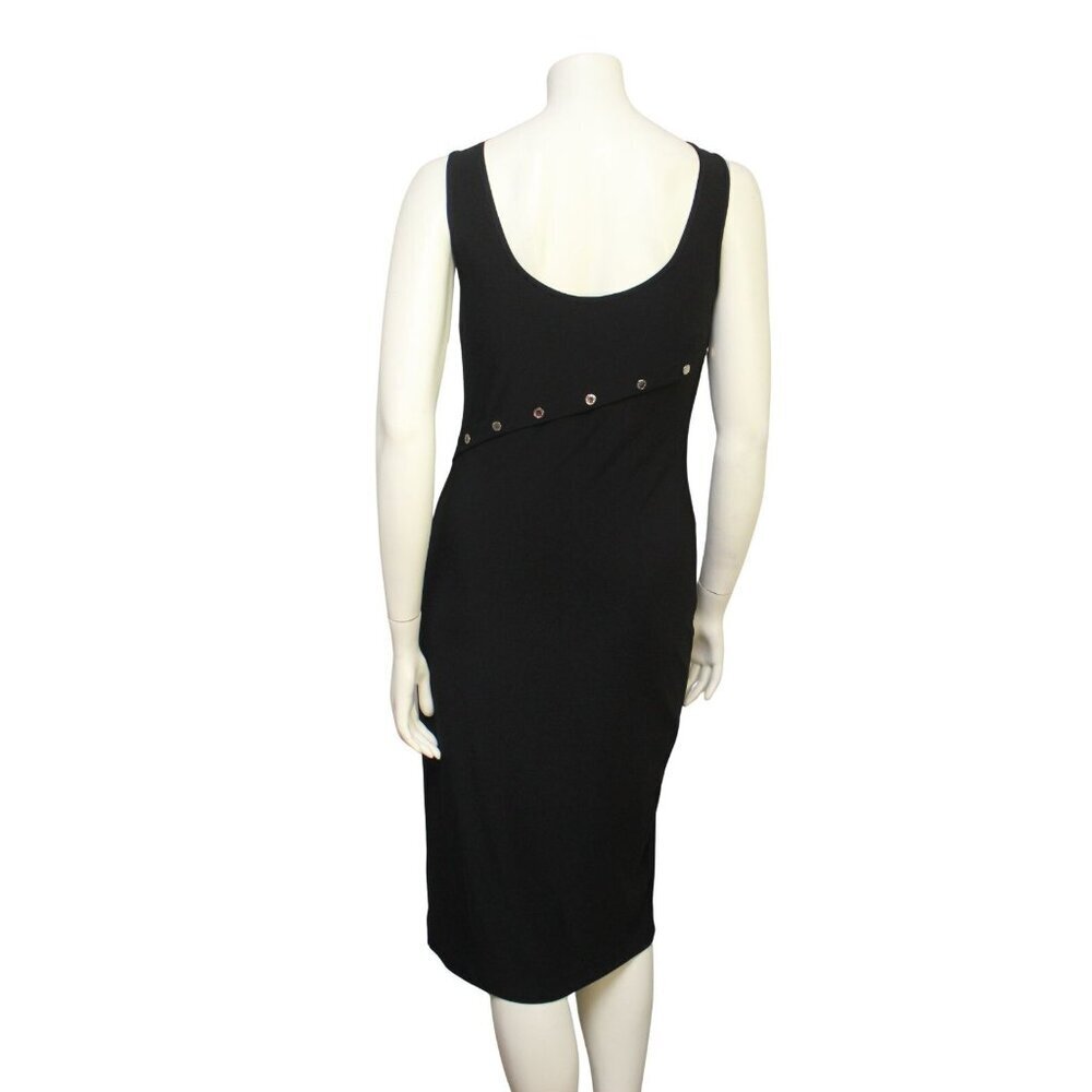 WHBM Black Matte Jersey Sleeveless Diagonal Button Detail Midi Dress Size S - Picture 4 of 8